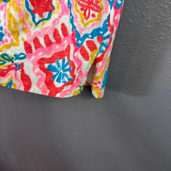 Fresh Produce Colorful Top Size Small Short Sleeve Pink Blue Tropical Beach - Picture 3 of 6